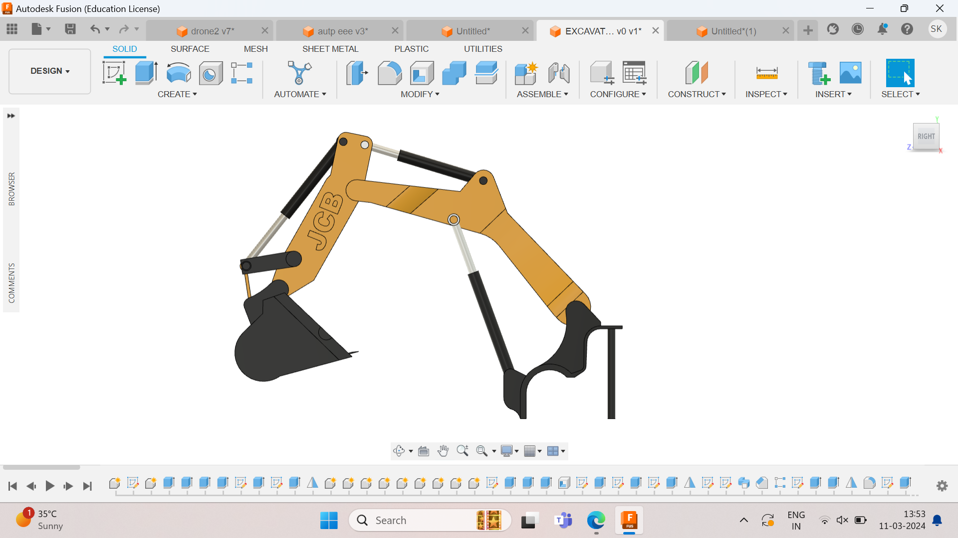 挖机挖斗臂3D数模图纸 STEP格式